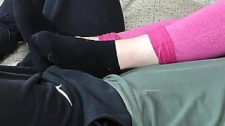 Amateur Facesitting and Ballbusting in Socks and Leggins