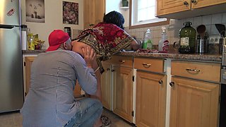 Turkish Stepmom Is Shocked When Her Stepson Licks His Own Cum Out of Her Pussy