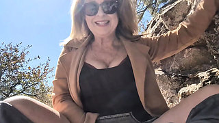 Hot Mature MILF Squirts Outdoor with Dildo - Real Amateur Solo Masturbation