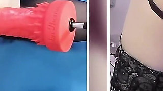 Big Dildo Anal Masturbation on the Fucking Machine
