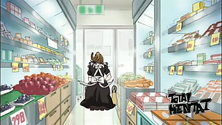 Sexy animated babe does shopping before teasing her own pussy at home