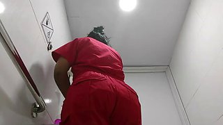 Filming a nurse and a patient in a public toilet