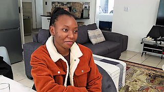 Cute Ebony teen with booty on audition