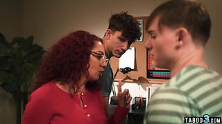 Redhead MILF teacher double penetrated