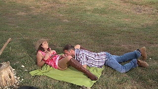 Hot brunette got her ass fucked by huge cock at the farm