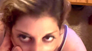 Sexy MILF Wife Sucks Hubby's Hard Cock Until He Cums