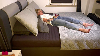 Masturbation Blonde Pussy Clit Rubbing Fingering Moaning Trembling Twitch Hot Wet Horny Pussy Jeans Multiple Orgasms Solo