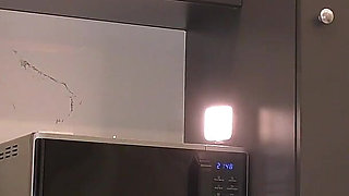 Big Tits Curvy and Busty Hot Beauty in Black Sheer Pantyhose in the Kitchen Takes Her Panties off