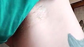Skinny Babe with Hairy Pussy Masturbates and Cums Fast
