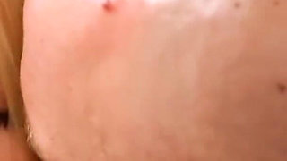 Blonde masseuse sucks and rides big cocks at the same time