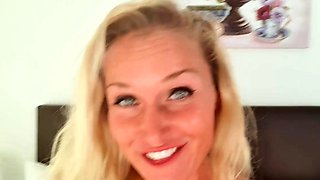 MILF blonde live toys webcam show in shower