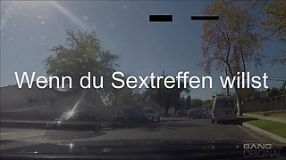 Als Verkehrssaenderin Mit Dem Cop Gefickt - Outdoor POV blowjob and handjob by the cop car