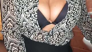 Step Mommy Caught Me Jerking Off in Bathroom - Big Tits MILF Surprise