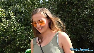 Are these the most ideal set of Natural Tits? outdoor porn in public with college beauty - public agent