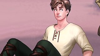 Cartoon characters getting it on in wild anime style