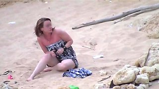 Cuckold filming girlfriend with lover on beach