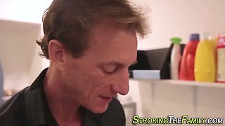 Slutty stepteen sperm throat