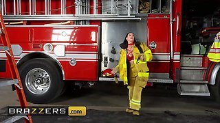 Brazzers - firefighter Angela White is indeed great at sliding down your pillar & emptying your hydrant