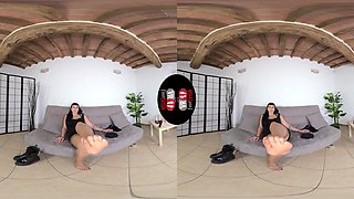 Deliciously Sexy Daphne Tries On Different Pairs Of Hold - Ups; Brunette Babe Stocking and Leg Fetish Solo VR