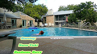 BBW Nurse Vicki Play Time in the Pool with Handsome Harry