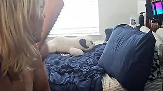 Big tit shemale jerks her long cock