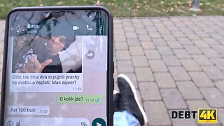 Debt4k. debt collector tracks down Sexy Bride and they have affair