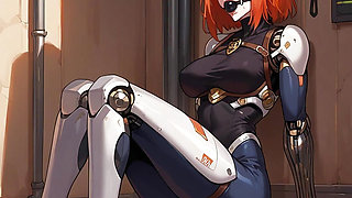 Sex machine robot-woman AI generated