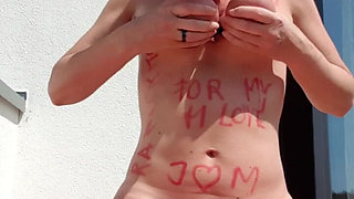 Julie Spanking Titts and Pussy Outdoor