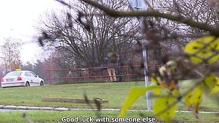 Voyeur spying on Czech couple having wild sex in the woods