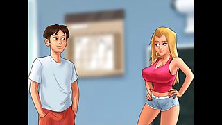 Hot blonde schoolgirl Hotsummer117 falls while playing a game