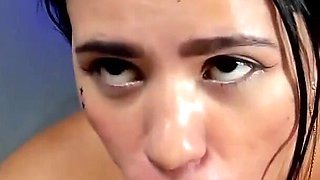 Hot Latina Slut Swallows a Big Cock Deep in Her Throat