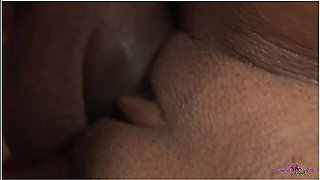 Two Voluptuous Ebonies Share A Big After Preparing With A Strapon