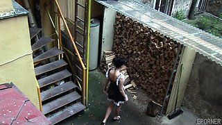 Leggy maid spanking punishment