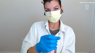 Sick Nurse Gives Blowjob in Latex Gloves