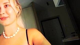 Close up with teen blonde sex doll rubbing her cunt