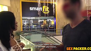 Hot latina lady is approached by a stranger in her local mall and offered some cash for a quick sex
