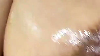 Fun Oil and Huge Boobs in the Bathroom