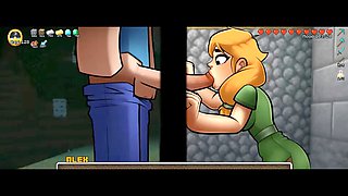 Minecraft-themed anime babe LoveSkySanHentai shows off a sexy cheerleader body in part 74