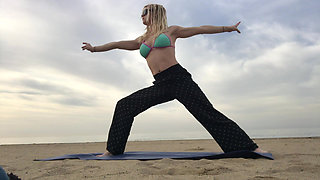 Beach Yoga in Bikini Top