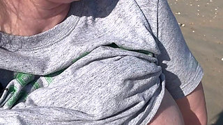 Tits, Hairy Pussy and Ass Out on the Beach!!