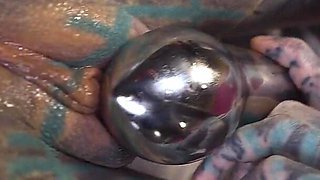 Anuskatzz Gets a Stainless Steel Dildo to Shove up Her Ass