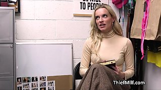 mom busted with stolen dildos gets on knees
