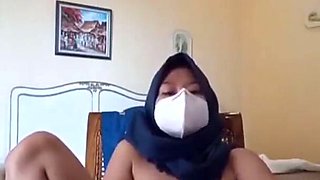 Hijab After Work Horny Plugging Vagina with Vibrator