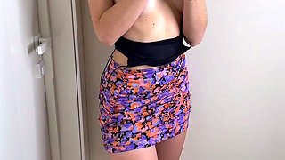 Small titted brunette teen fingering on the bed