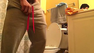 Amateur Hayden Stroking On The Toilet