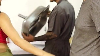 My Wife Got Stuck on the Washing Machine and the Big Cock Plumber Helped Her Out!