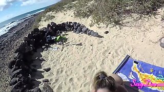 Big ass whore is up for a steamy fuck in the public beach - POV