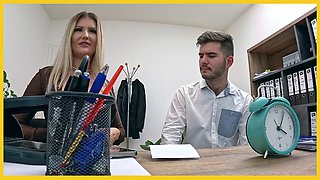 LOAN4K. Family couple came to get a loan and wife decided to fuck with a manager right there
