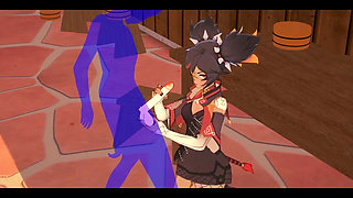 Genshin Impact Hentai - Xinyan Handjob and Blowjob - Japanese Asian Manga Anime Film Game Porn