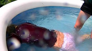 Busty amateur blonde banged in public outdoor